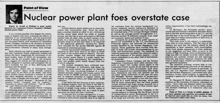 Midland Nuclear Power Plant (Cancelled) - Sept 1978 - Many Supported The Plant (newer photo)